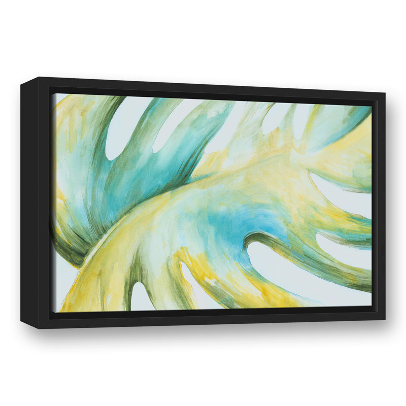 Feuille de palmier vif encadrée sur toile, L 19,75 po x H 13,75 po
