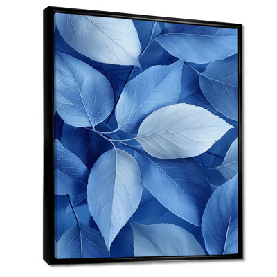 Pervenche, feuilles de la simplicité bleue II - feuilles, art mural