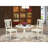 3 Piece Dining Room Table Set Contains a Round Dining Table with Dropleaf and 2 Wood Seat Chairs, Linen White-111375656-111270259