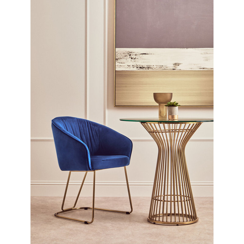 Velvet Upholstered Side Chair, Blue