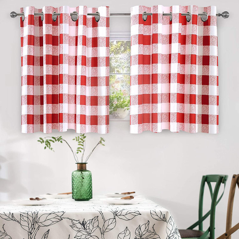 Burtonsville Buffalo Plaid Curtains 2 Panels Grommet Curtain Blackout Thermal Insulated Window Drapes, Black, 52" W x 36" L