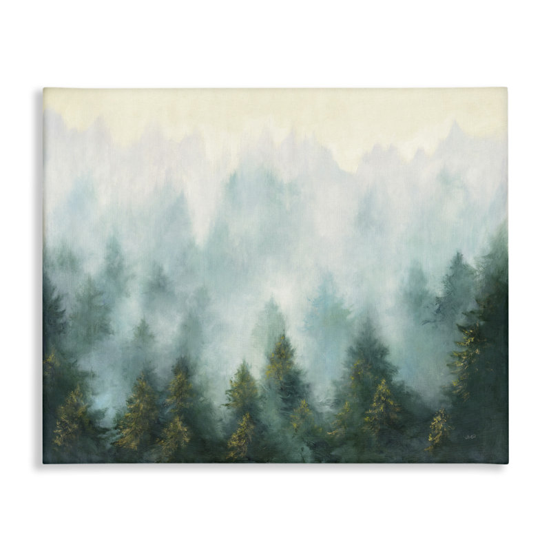 Paysage de pin abstrait avec brume par Julia Purinton - impression, H 16 po x l 20 po