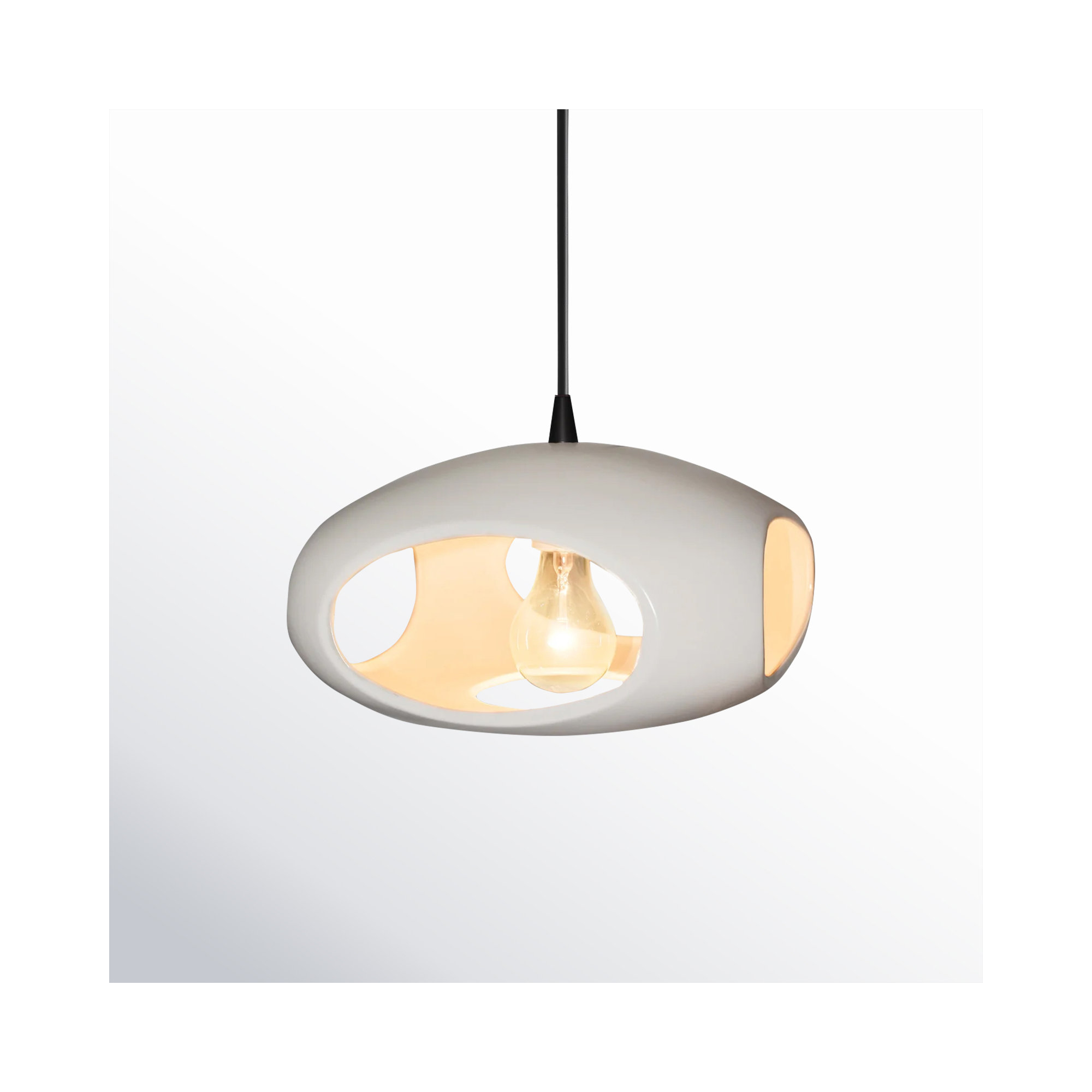 Logan Single Light Ceramic Dimmable Pendant, Matte Black, Matte White