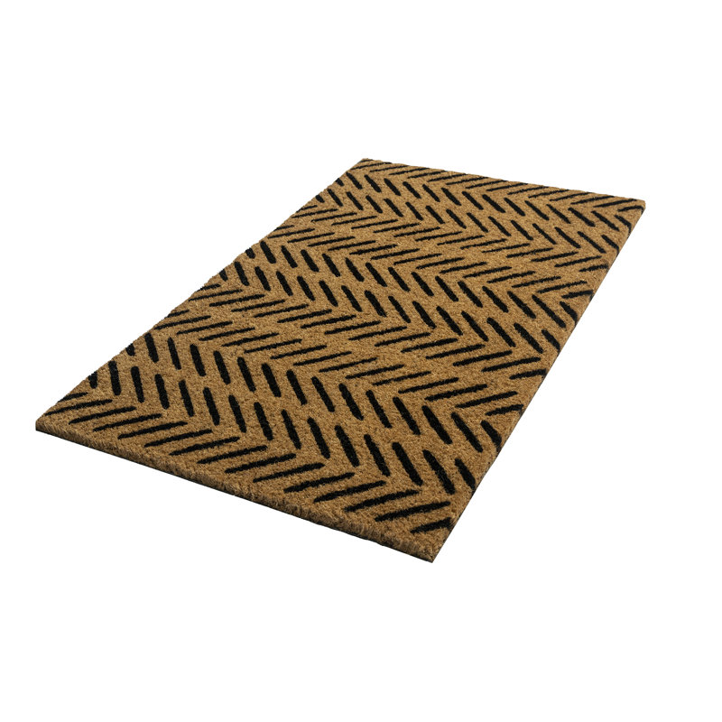 Natural Coir Black Fishbone Pattern Outdoor Doormat 18" x 30"