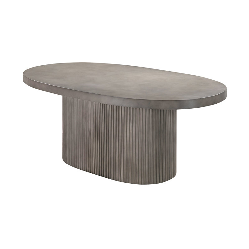 Table de salle à manger ovale 75 "en béton gris Ayniah
