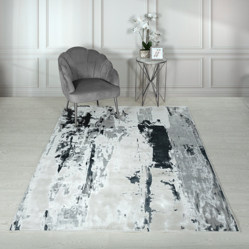 Aurora AU10 Glacier Metallic Beige/Charocal Area Rug, Rectangle 200 x 290cm