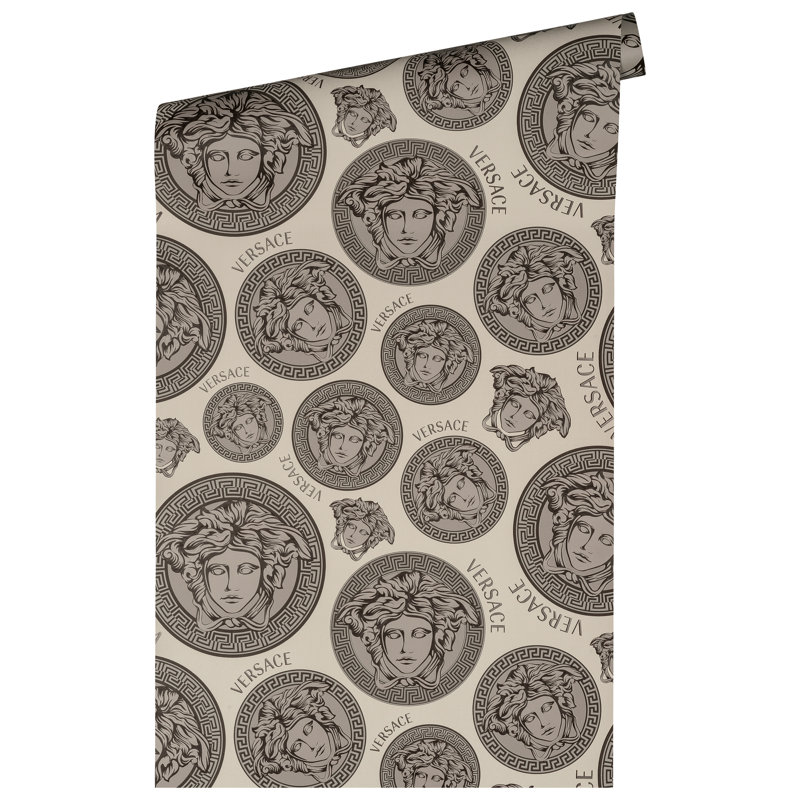 Versace Midnight Sky Monarch Unpasted Vinyl Wallpaper, Beige/Black