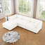Canapés modulaires | Ensemble de salon contemporain en L à 3 places avec siège de rangement et repose-pieds | Blanc / chenille-1187258498