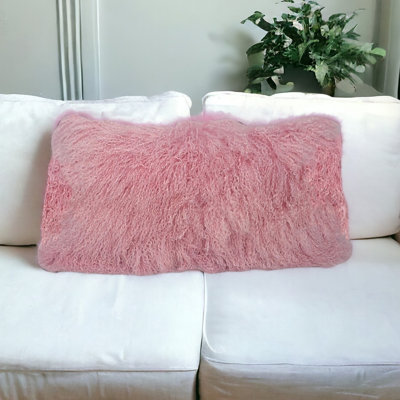 Coussin décoratif 15 po x 25 po en laine d'agneau