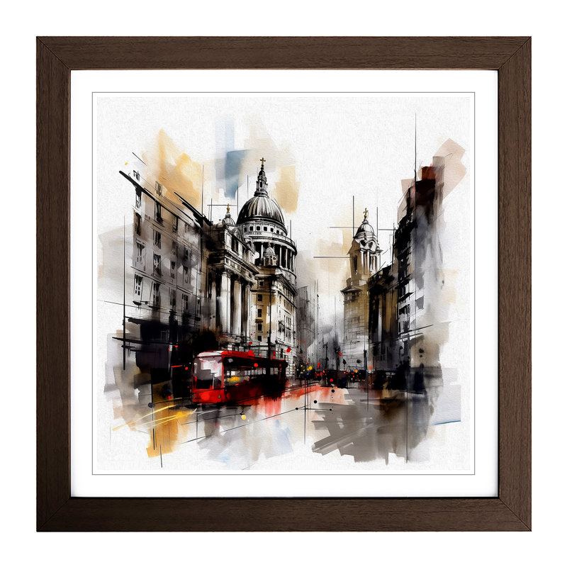 City Of London Gestural No.4 - Framed Print, Walnut