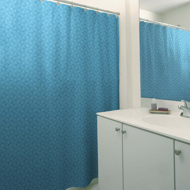 Rideau de douche simple hexagonal classique, Sarcelle / Bleu, Classic Hexagonal