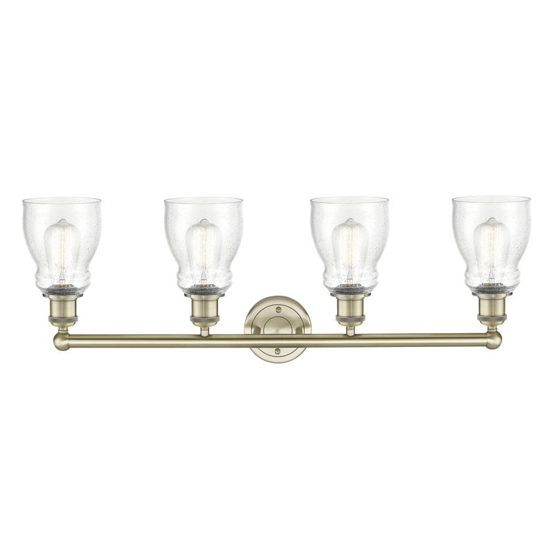 Éclairage pour meuble-lavabo de salle de bain 31,75 pouces 4 lumières Mccarver, Granuleux, Laiton antique