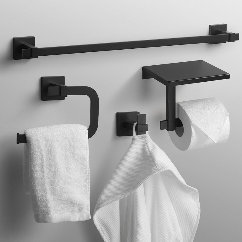 Ensemble de quincaillerie de salle de bain 4 pièces, Noir mat