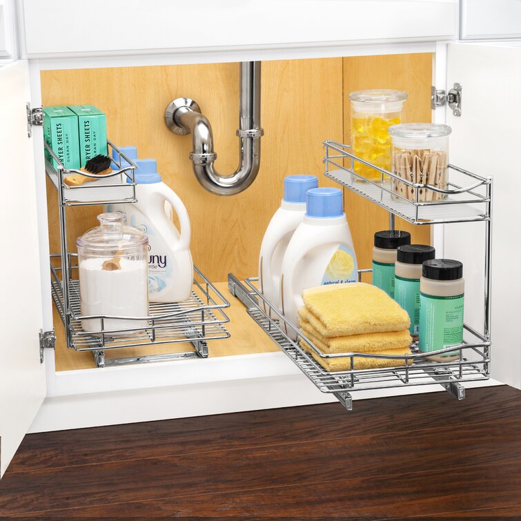 Sliding Undersink Organizer Add Storage Space Under Sink Kitchen Bathroom  Home