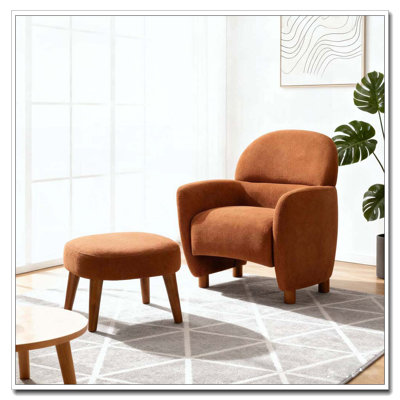 Upholstered Leisure Chair with Footrest Ottoman by Latitude Run