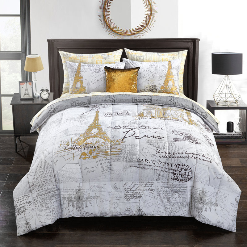 Polyester Machine Printed Comforter, Queen Comforter + 6 Additional Pieces