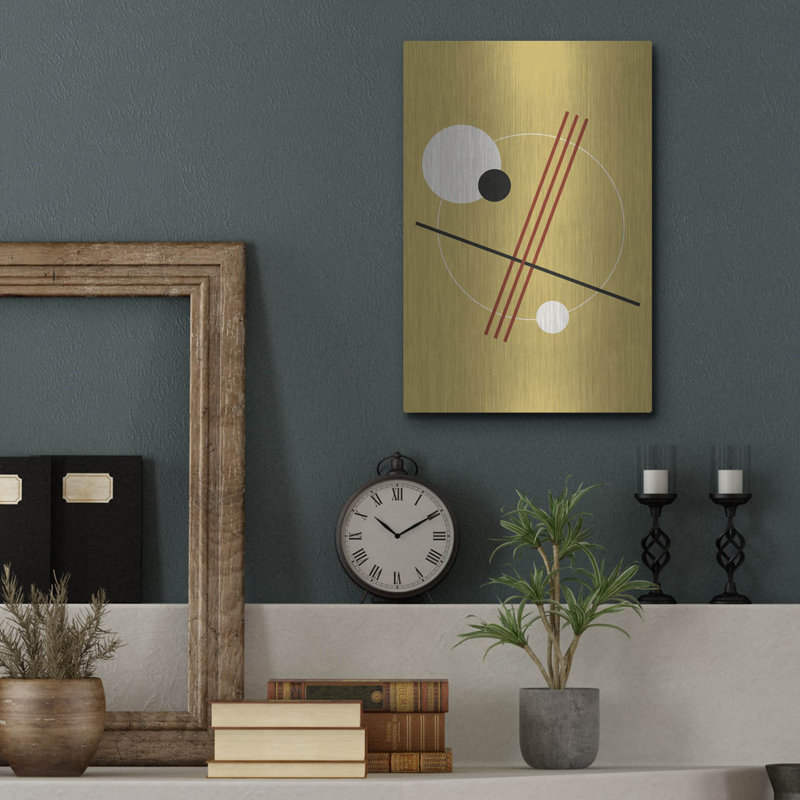 Ivy Bronx «Suprematist Abstract Geometric 3» par Gary Williams, art mural en métal, H 16 po x l 12 po