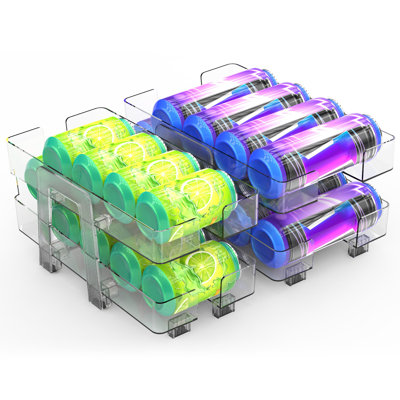 2Pack Adjustable Soda Can Organizers 2-Tier Pop Can Holders Beverage Dispensers For Fridge Pantry Cabinet 7º Slope Auto Rolling