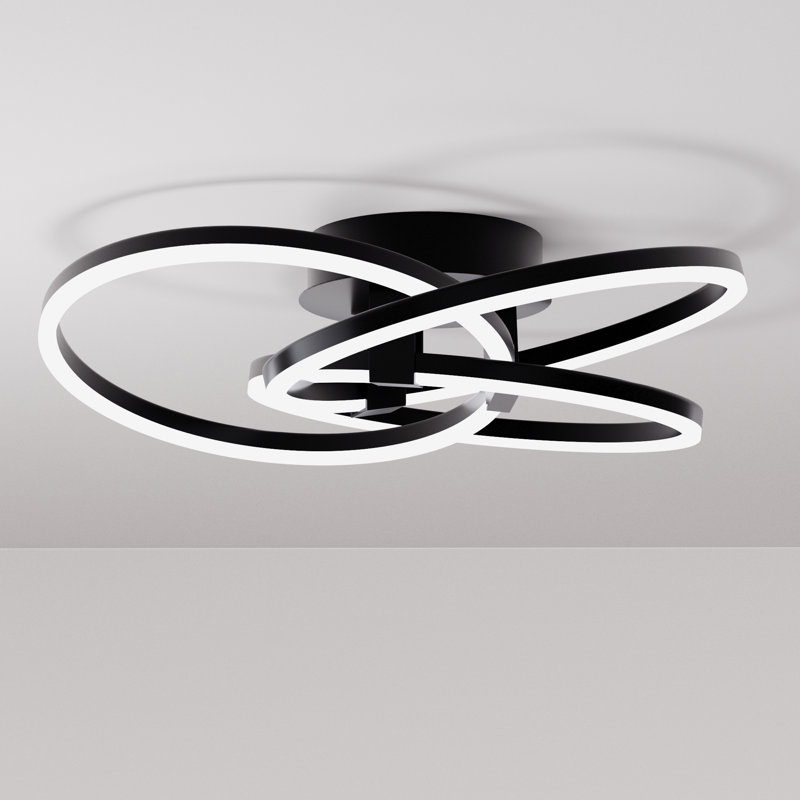 Plafonnier semi-encastré géométrique simple à 3 lumières 23,23 po Alliber, Noir mat