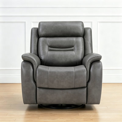 38.2" Wide Modern and Soft Vegan Leather Swivel and Glider Manual Recliner