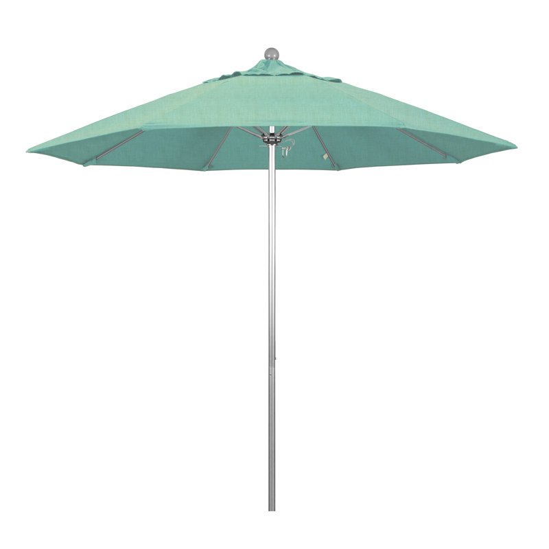 Parasol de marché 9 pi Maria, Argent argent, Tissage uni Sunbrella® palette brume