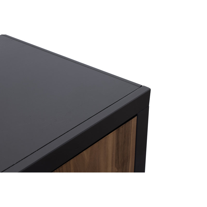 Meuble télé 66 po avec tablettes - jusqu'à 80 pouces avec console noire et noyer