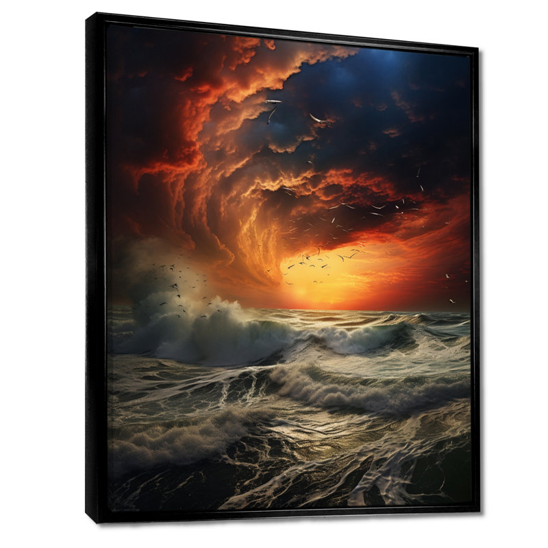 «Wild Ocean Storm Dark Clouds Red Sky - Beach & Ocean», reproduction d'art, H 20 po x l 12 po x P 1 po