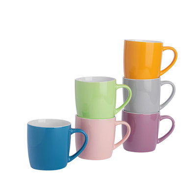 Argon Tableware - Mixed Coloured Coffee Mugs - 350ml - Pack of 6