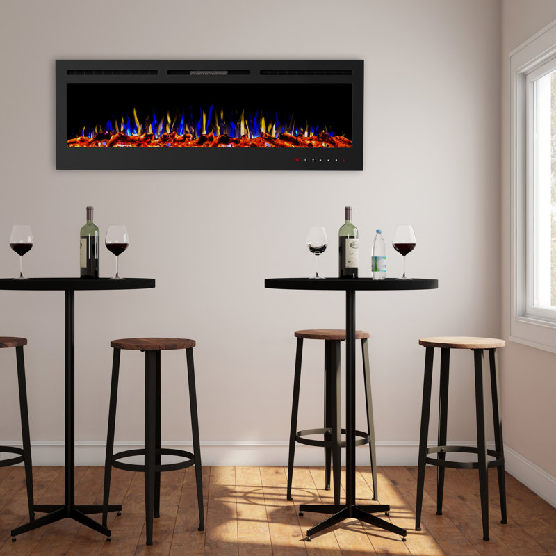 Symple Stuff Electric Fireplace - 72 Inch LED Wall or Recessed Fireplace Heater with Front Vent,10 Ember Colors, Touchscreen, and Remote