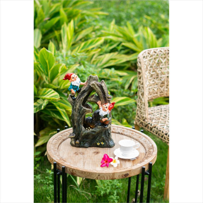 Fontaine gnome en polyrésine brun 13,8 tons de bois avec lumière DEL, décor intérieur / extérieur à plusieurs niveaux