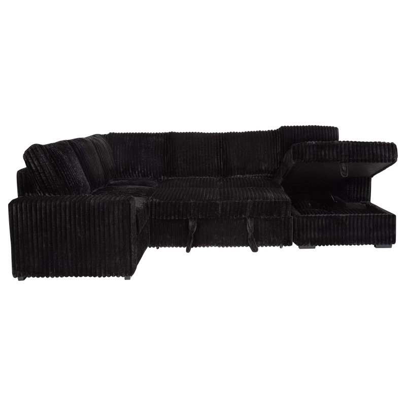 Thurston Storage Sectional Sofa, Black
