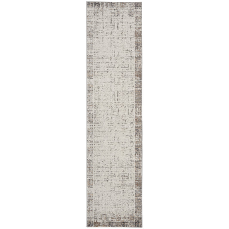 Tapis de couloir abstrait 16 po ivoire et gris