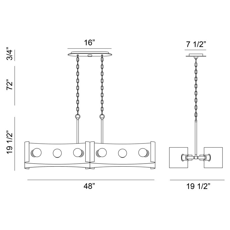 Metallo 12 - Light Dimmable Linear Chandelier, Vintage Nickel