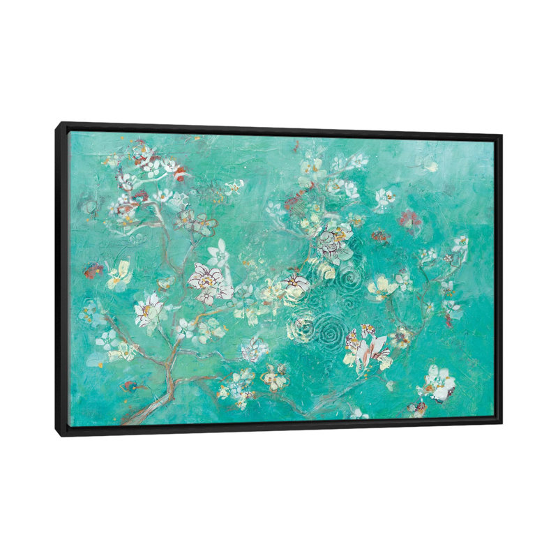 «Buttery Blossom Flowers» par Kellie Day - impression sur toile tendue, H 32 po x l 48 po x P 1,5 po, Toile avec cadre noir