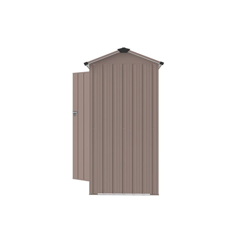 Unité de rangement d'extérieur en acier galvanisé brun, imperméable, avec verrou, lignes lisses, pour les jardins et les chantiers, 29,52 po x 16,92 po x 69,68 po, remise haute performance, métal, rouille, camp de ferme,