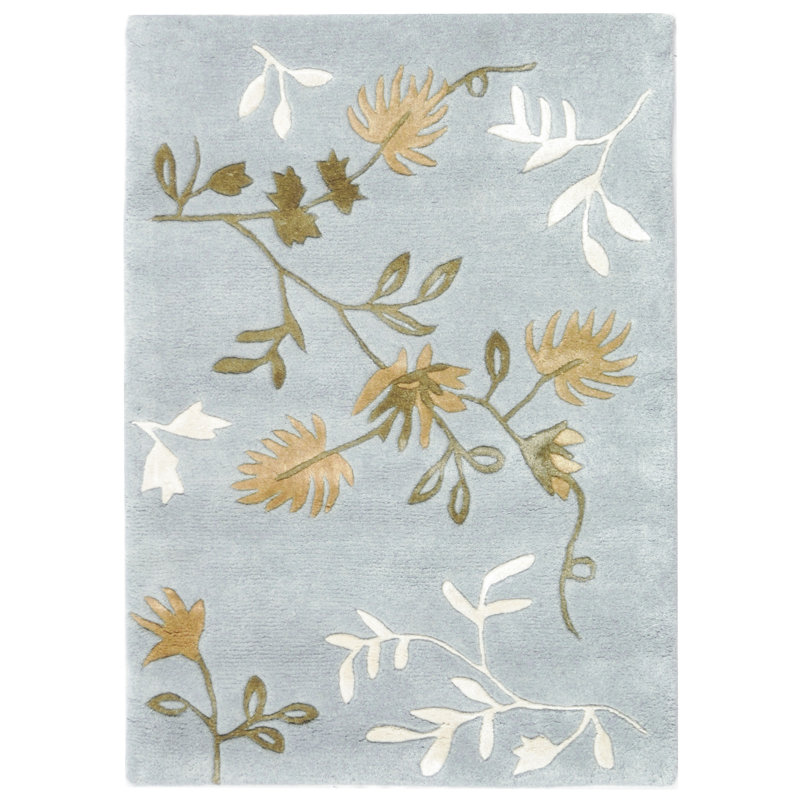 Tapis bleu clair en laine touffeté à la main Candelo, Rectangle 2 pi x 3 pi