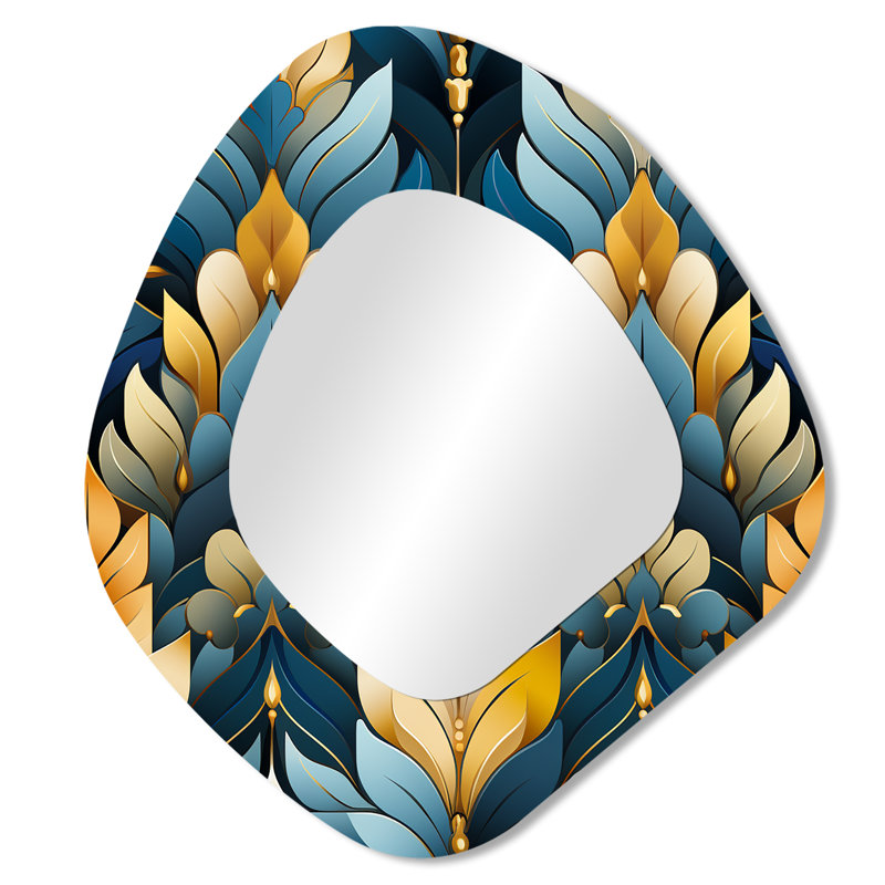 Motif à chevrons or et bleu, 28 po x 25 po