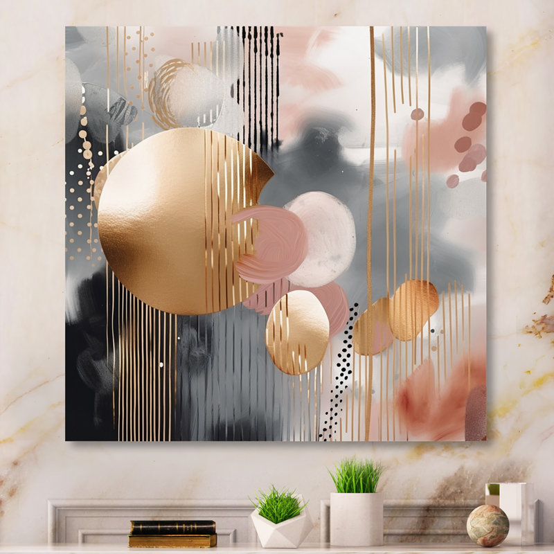 Soft Colors Shapes and Lines Marble I - Abstract Marble Metal Wall Décor, 36" H x 36" W x 1" D