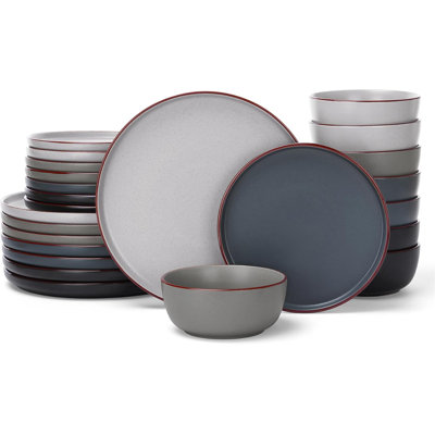24-Piece Speckled Ceramic Dinnerware Set for 8 – Modern Matte Glaze, Stackable, Microwave & Dishwasher Safe for Kitchen & Dining
