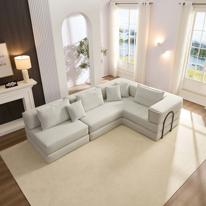 Ensemble de canapé modulaire en L avec 6 coussins pour les salons, les appartements et les chambres à coucher
