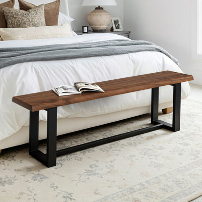 Solid Wood Bench With Metal Legs