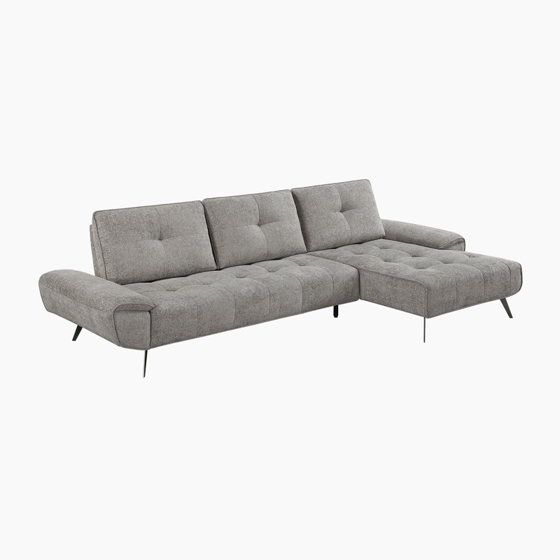 Canapé modulaire en chenille 2 pièces Kenner, Chenille gris tourterelle, Orienté à droite