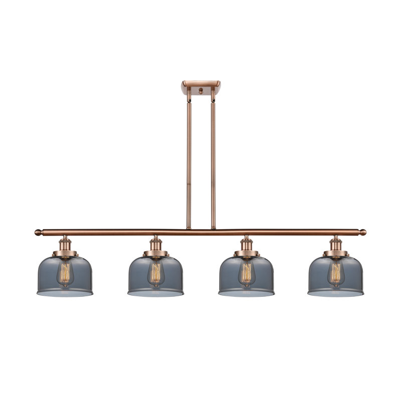 Luminaire suspendu pour îlot de cuisine 4 lumières Bissonnette, Plaqué couleur fumée, Ampoule non incluse, Cuivre antique