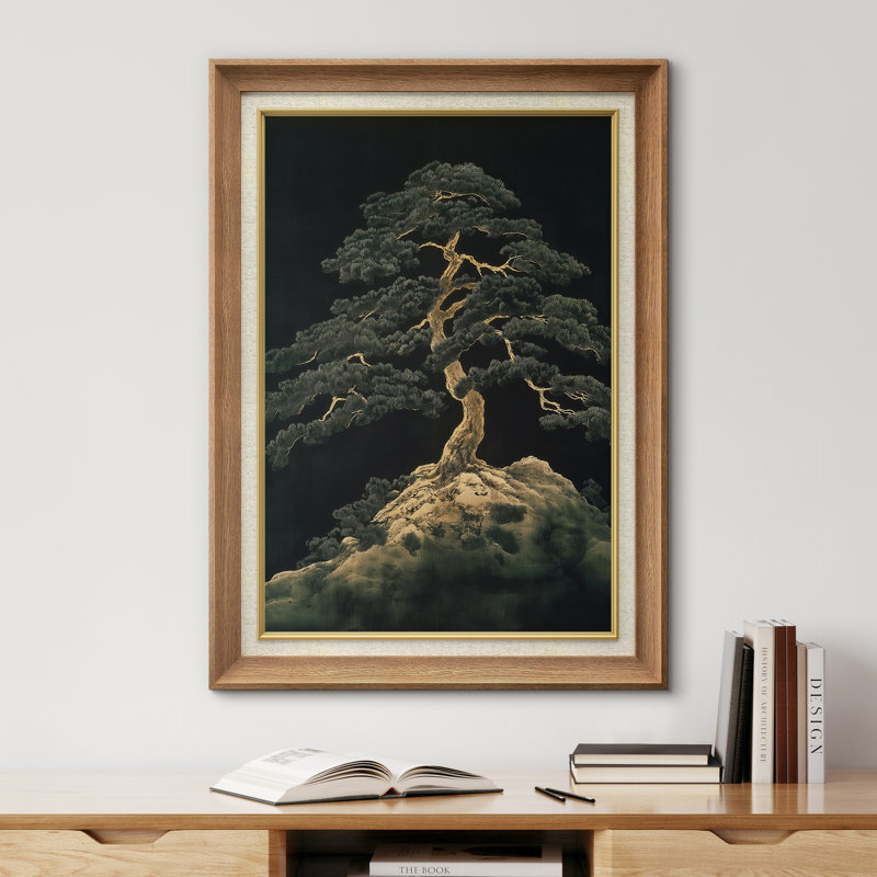 Pin sur rocher, art mural encadré, H 36 po x l 26 po x P 1,5 po, Cadre naturel de qualité supérieure