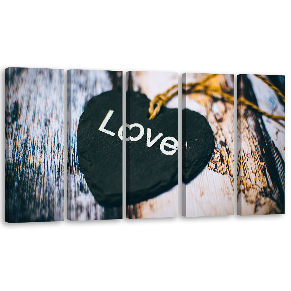 Leinwandbild Herz Holz Liebe Shabby