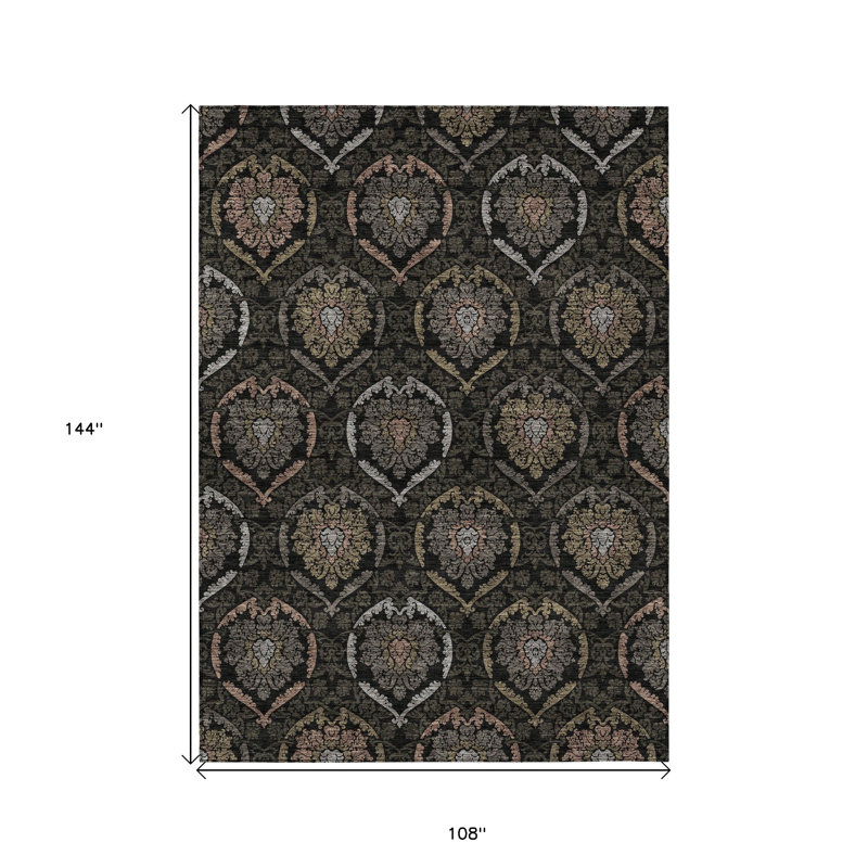 Tapis intérieur / extérieur 9 pi x 12 pi noir et gris lavable