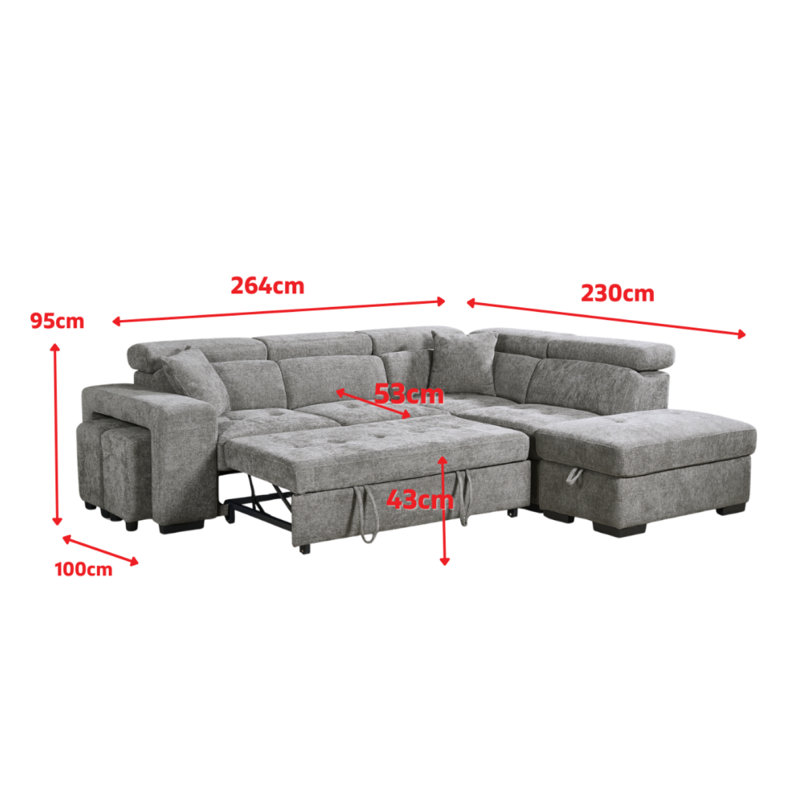 4 Seater Corner Sofa , Right Hand Facing, Green Chenille