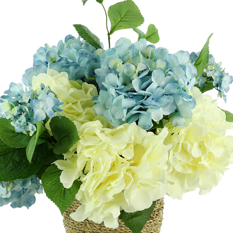 Hydrangeas Arranged in Straw Grass Pot