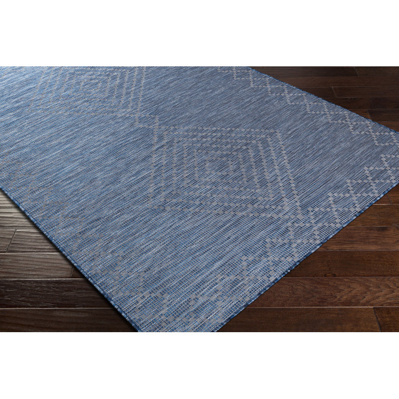 Tapis intérieur / extérieur bleu Winifred, Rectangle 5 pi 3 po x 7 pi