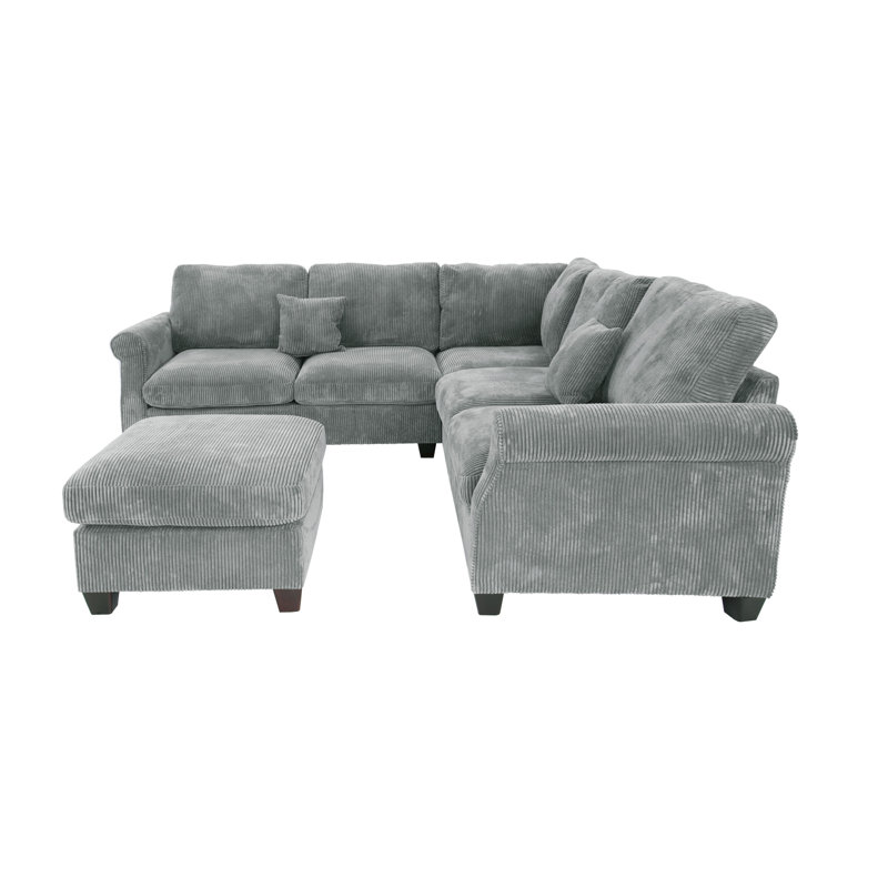 Ensemble de canapé modulaire 4 pièces avec repose-pieds de coin assorti, causeuse et accoudoir à accoudoir droit et gauche en velours côtelé